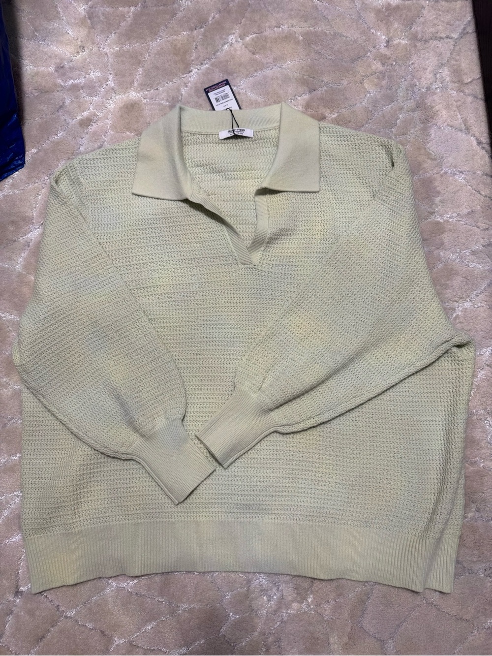 Smash + Tess Light Green Knit Polo Sweater